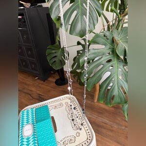 Stella & Dot Elegant Crystal Beaded Multi Strand Silver Tone Long Chain Necklace